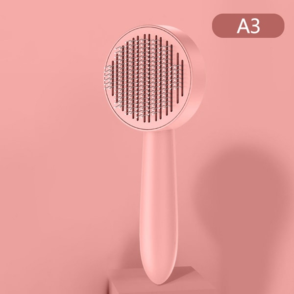 Cat Brush Pet Comb Selvrensende Slicker Brush Remove Hair Groo Pink Onesize