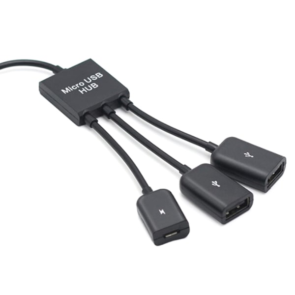 3 i 1 Micro USB Typ C HUB hane till hona dubbel USB 2.0 värd Type C