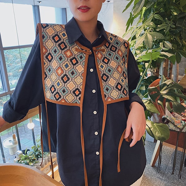 Kvinder Broderet Skulder Tørklæde Sjal Wrap Floral Shirt Colla N3 one size