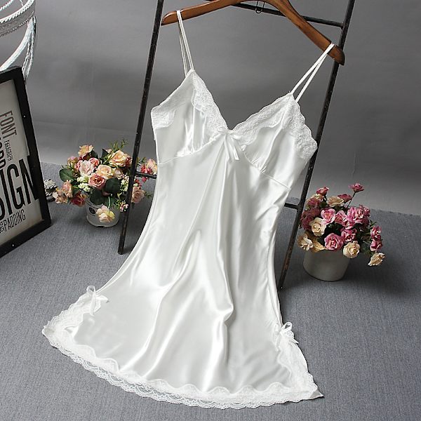 Bowknot läpinäkyvä seksikäs alusvaatteet pitsi tylli ontto supender White XL