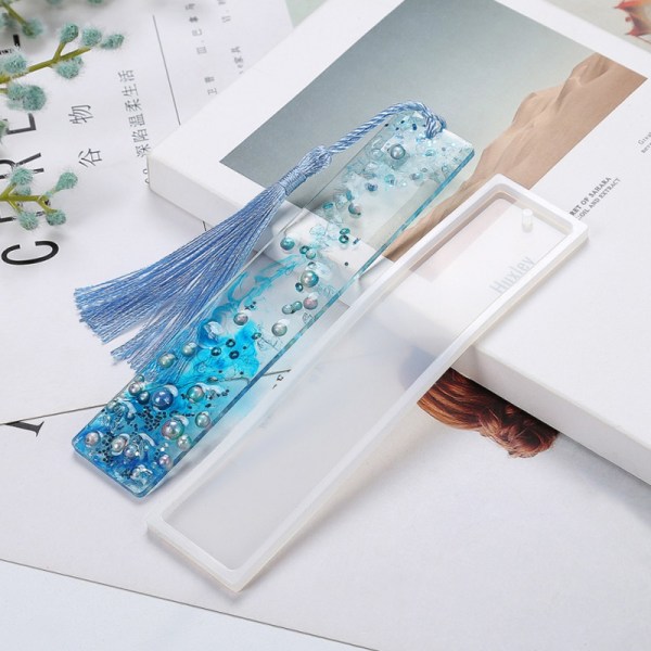 DIY rektangulære bogmærke silikone forme smykker gør krystal 14.5*3*0.5cm