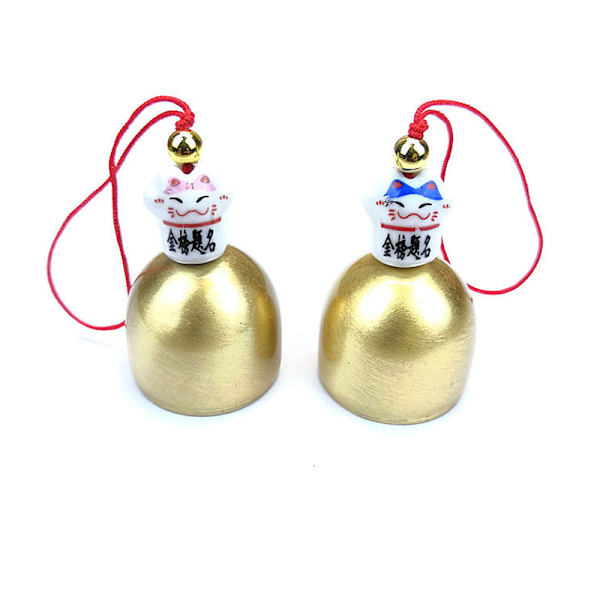 Bell Blessing Feng Shui -tuulikello onnea varten Home C Bronze gold 2pcs