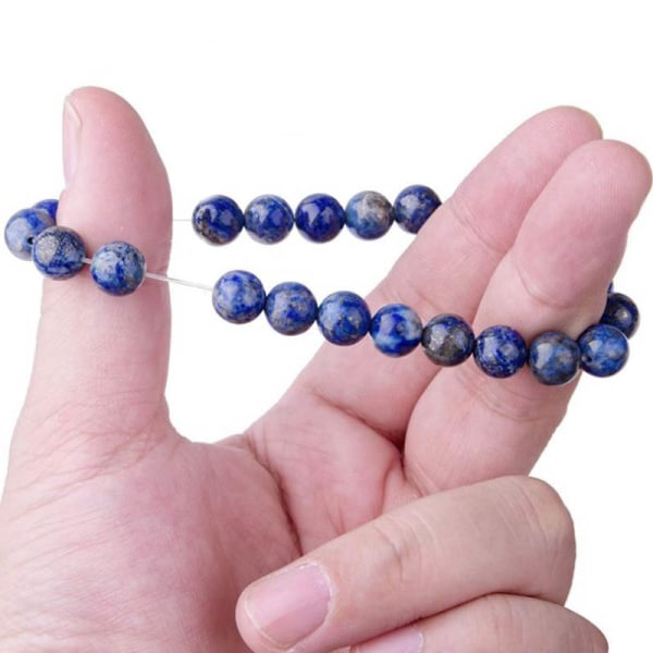 Naturliga 8 mm Lapis Lazuli Beads Armband Unisex elastisk armring Blue