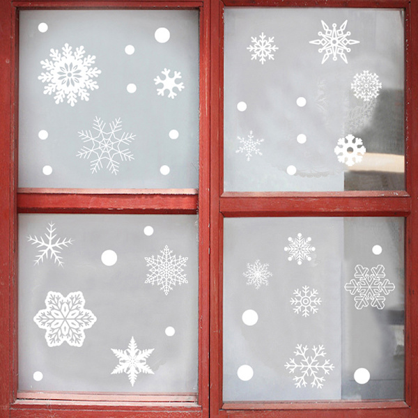 Jul 111stk Glitter Snowflake Clings Window Film Glas Sti White 111pcs