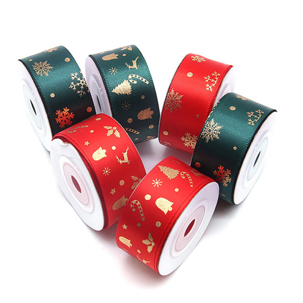 10 Yards Christmas Ribbon Printed Christmas Polyester Ribbon Fo A onesize