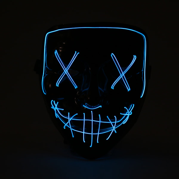 LED Glow Mask EL Wire Light Up The Purge Movie Costume Light P Blue onesize