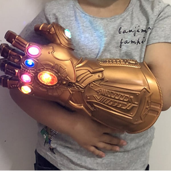 Avengers Thanos Infinity Gauntlet LED-hansker lyser opp Cosplay F Bronze S-Kids
