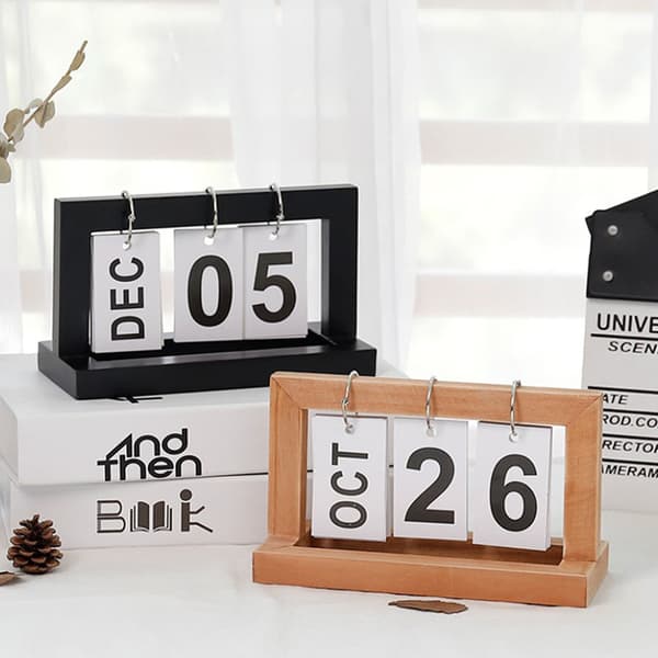 Minimalistisk Stil Vardagsrums Kontors Dekoration Träkalender Blue