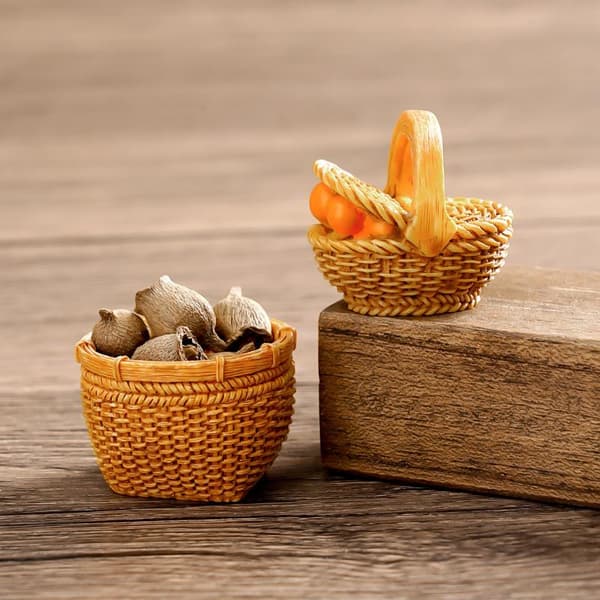 Dukkehus Simuleret Rattan Kurv DIY Dekorative Tilbehør Mi A9 one size