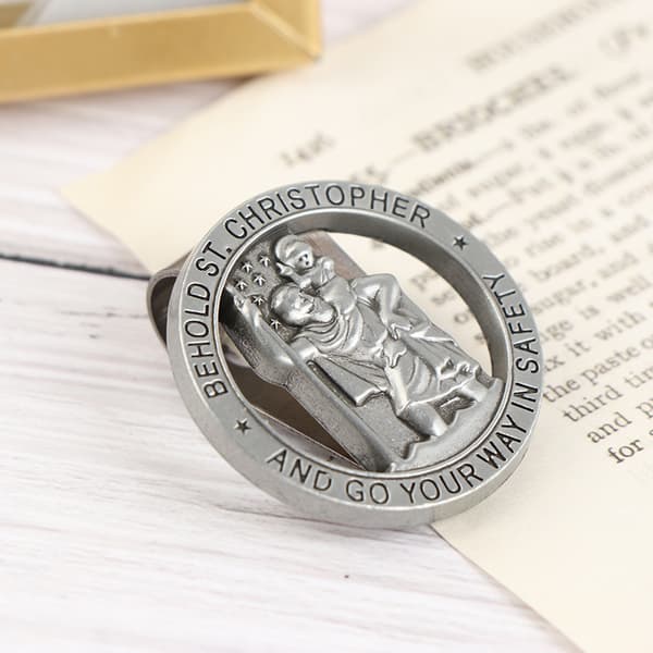 St Christopher Medal Car Saint Christopher Visir Clip Auto Sun Onesize