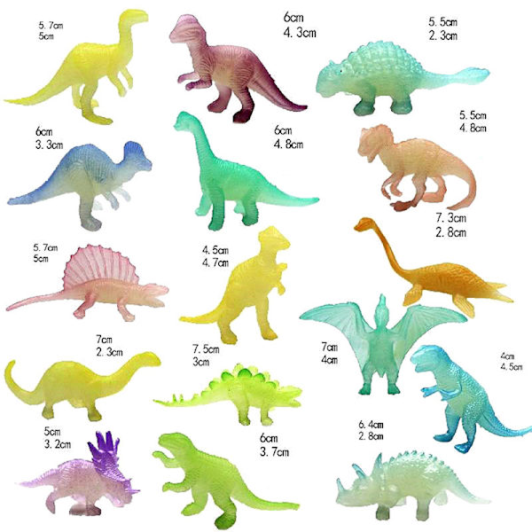 16 stk/sæt Luminous Jurassic Noctilucent Legetøj Glow In The Dark one size