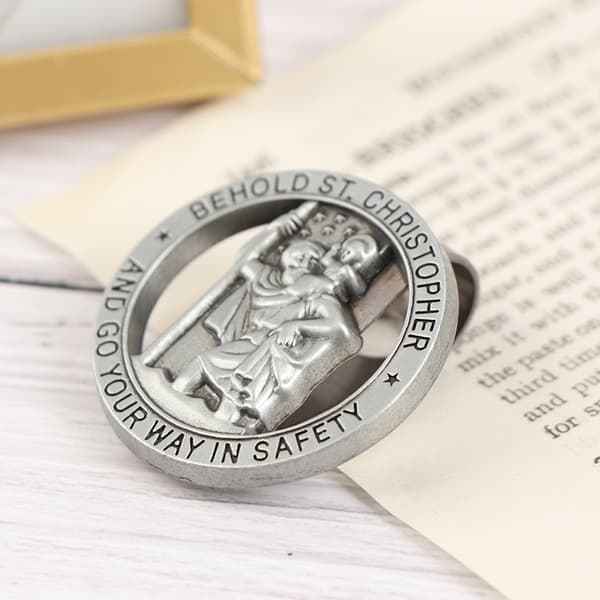 St Christopher Medal Car Saint Christopher Visir Clip Auto Sun Onesize