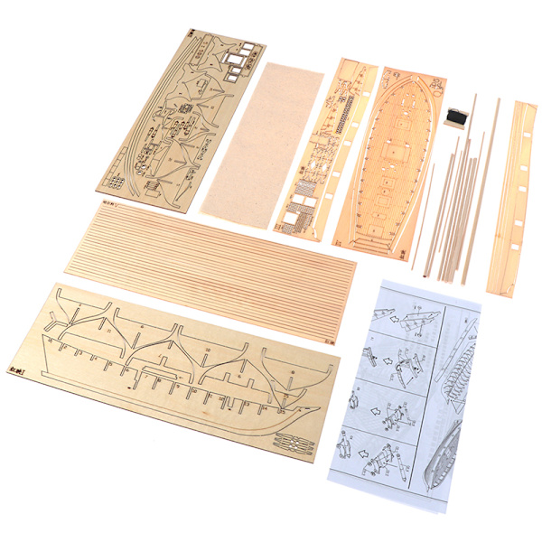 1:100 Halcon træ sejlbåd Model DIY Kit Skibssamling De yellow 1pc