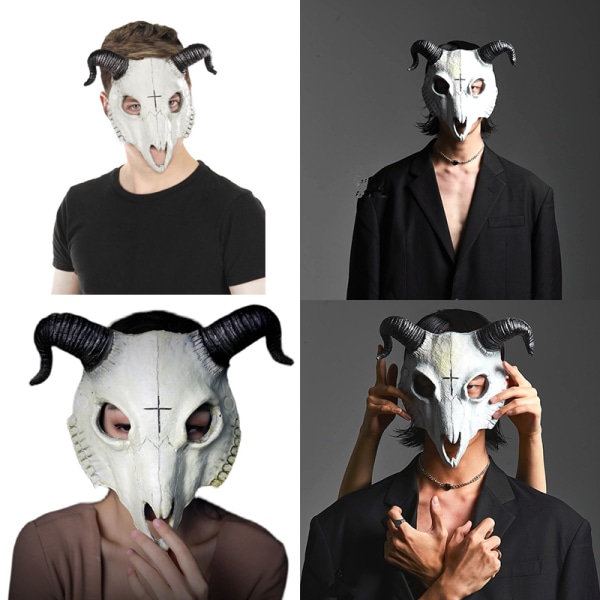 Halloween Goat Skull Mask Half Face Masquerade Cosplay Party Pr 1 one size