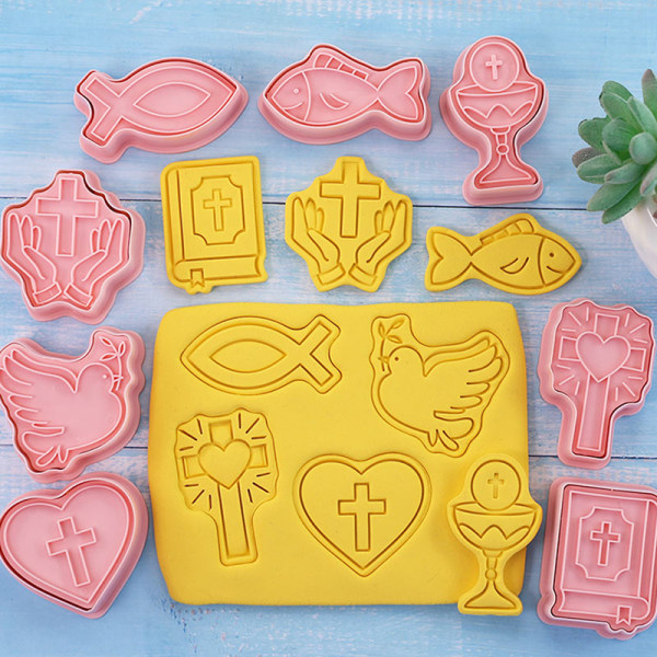 8 STK Kristen nattverd Cookie ter Cross Chalice Press Kjeks one size
