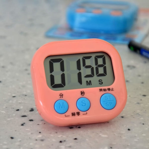 Timer Gym Kökspåminnelse Elektronisk timer Digitalt stoppur T Pink 71*22*63mm