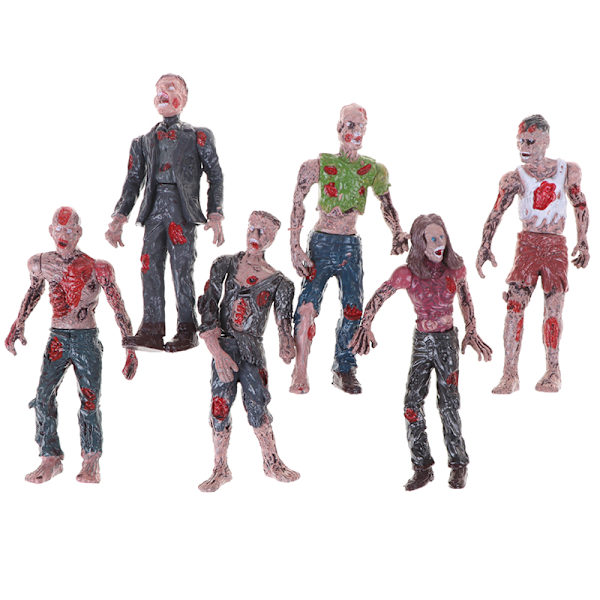 6 stk Walking Corpses Model Terror Zombies Børn Børn Action Multicolor One Size