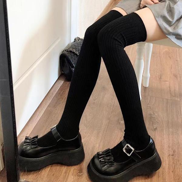 1Par Nya Kvinnor Vinter Varm Tjocka Thermal Höga strumpor Casu Black ONESIZE
