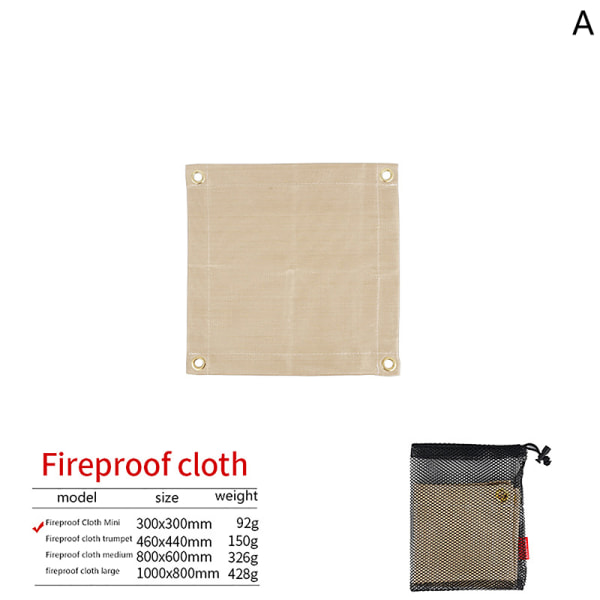 Outdoor Camping Fireproof Cloth BBQ Lasikuitu Fire Blanket Ins Beige 30x30cm