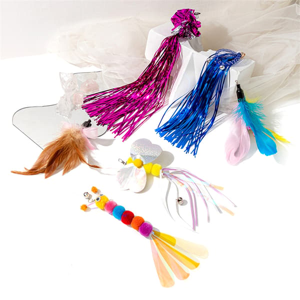 Cat Teaser Wand Refill Funny Butterfly Kitten Teaser Stick Repl Multicolor A3
