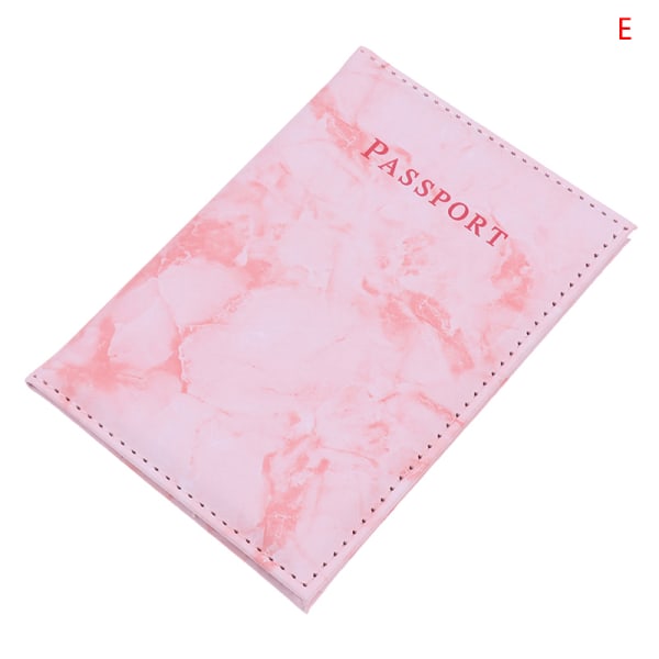 Marmor Passport Cover PU Læder Rejsepas Holder Beskyt Pink E