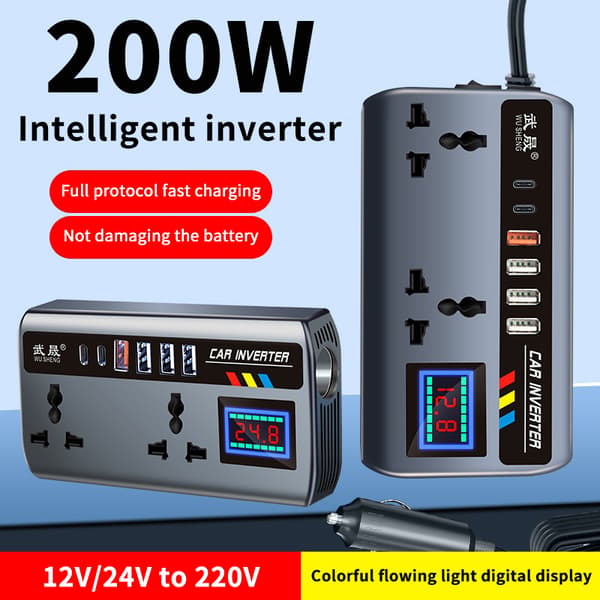Bil Inverter Strømadapter 12V/24V Til DC220V 200W Konverter Mul A1