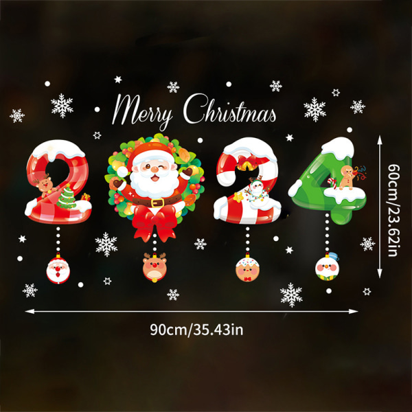 2024 Merry Christmas Window Stick Snowflake Santa Claus Elk X A2 one size