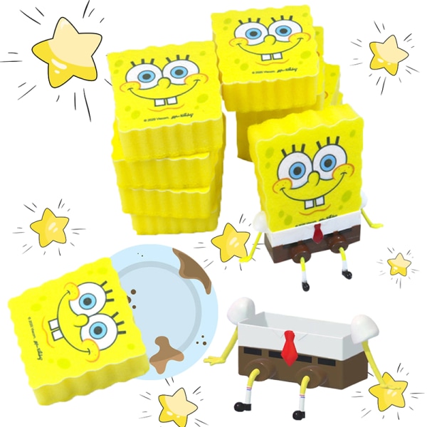 Tecknad svampdiskmaskin SpongeBobs Magic Wipe Sponge Block K Yellow one size