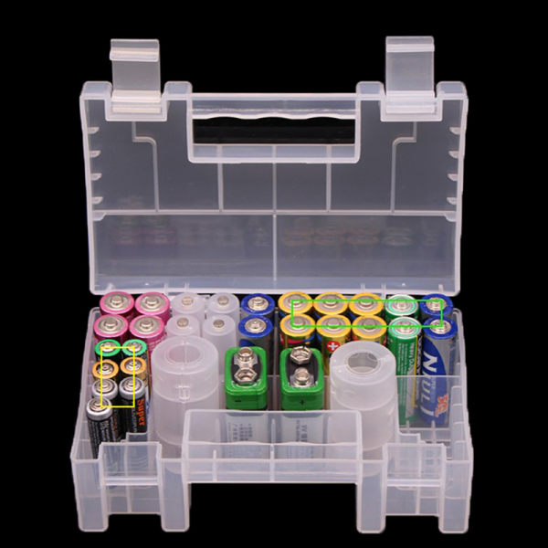 Plast Batteriboks Oppbevaringsboks Holder Organizer for AA AAA C one size