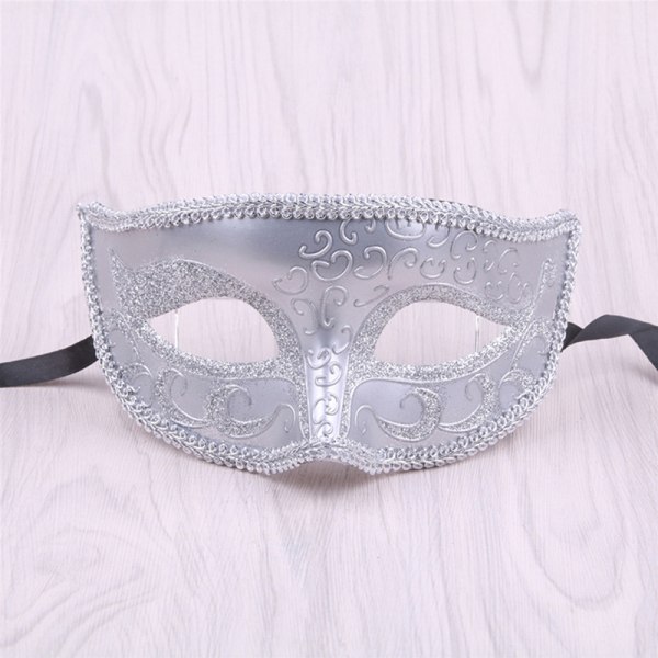 Maskerade masker for par venetiansk kvinne blonder menn PP Cosplay Silver ONESIZE