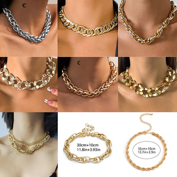 Punk Hip Hop Choker Halskjede for kvinner Statement Gothic Cuban C C