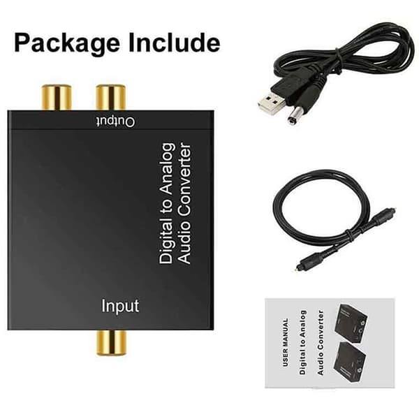 3stk Optisk Coax Toslink Digital til Analog Converter RCA L/R S Black 3pcs