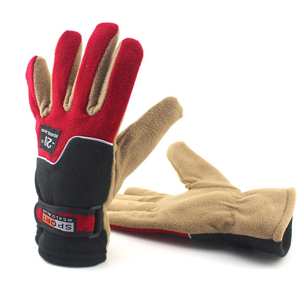 -20℃ Vintervarma Fleecehandskar Män Termisk Sport Cykling Snö Red