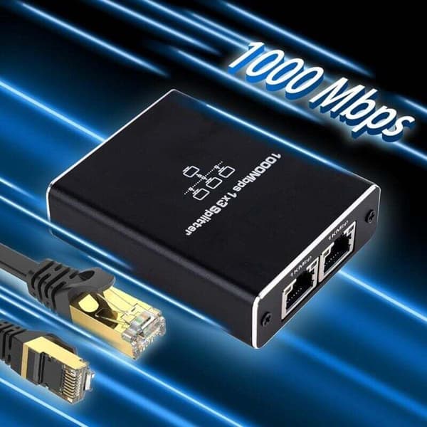 Ethernet-switch 3 portar. RJ45-splitter 1000 Mbps. Ethernet RJ45-fördelare 1 till 3 för dator.