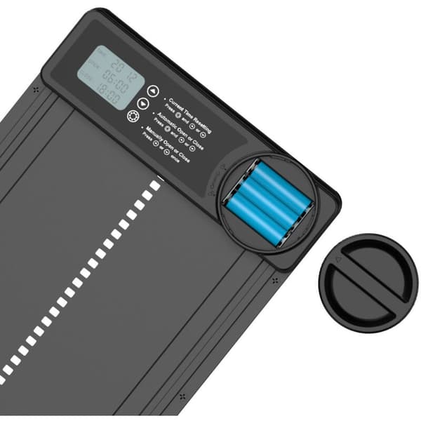 Automatisk, väderbeständig hönshusdörr – Programmerbar LCD-skärm – Aluminiumlegering – Avancerat sensorsystem – Drivs med AA-batterier