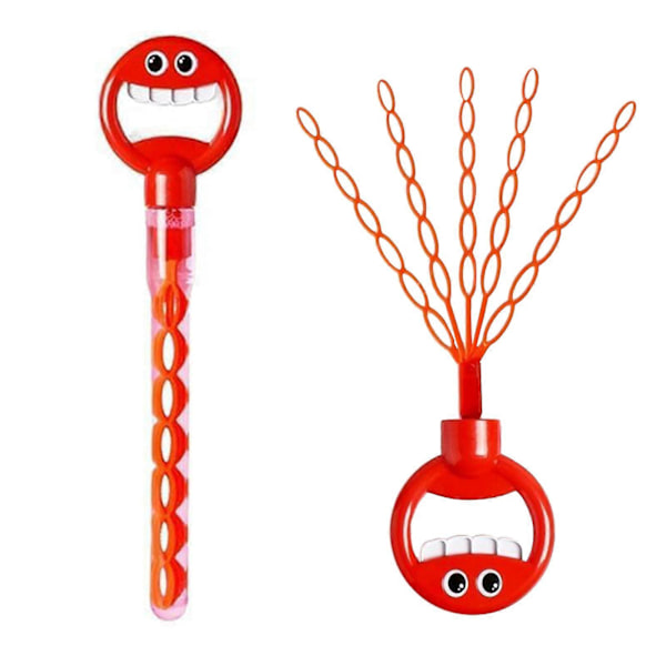 Smiley Bubble Wand med 10 förpackningar bubbelvätska* (röd)