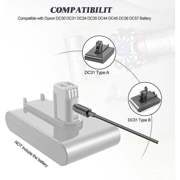 Dyson-laddare kompatibel med DC30 DC31 DC34 DC35 DC44 DC45 DC56 DC57 16.75V/24.35V Dyson dammsugarbatteri