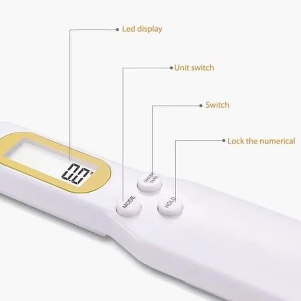 Elektronisk köksvåg med sked – hög precision 500g/1.1lb (0.1g), vit