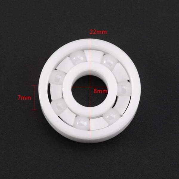 Miniatyr keramisk kullager 608 för fidget spinner ZrO2 8 x 22 x 7 mm Vit