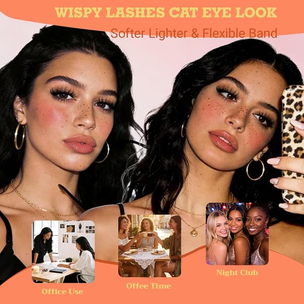 Cat Eye Faux Mink lösögonfransar, Voluminöst 3D-set, 2-pack