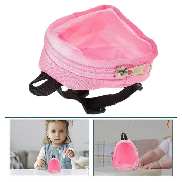 Miniryggsäck Dockryggsäck Docktillbehör Ryggsäck Rosa med Dragkedja