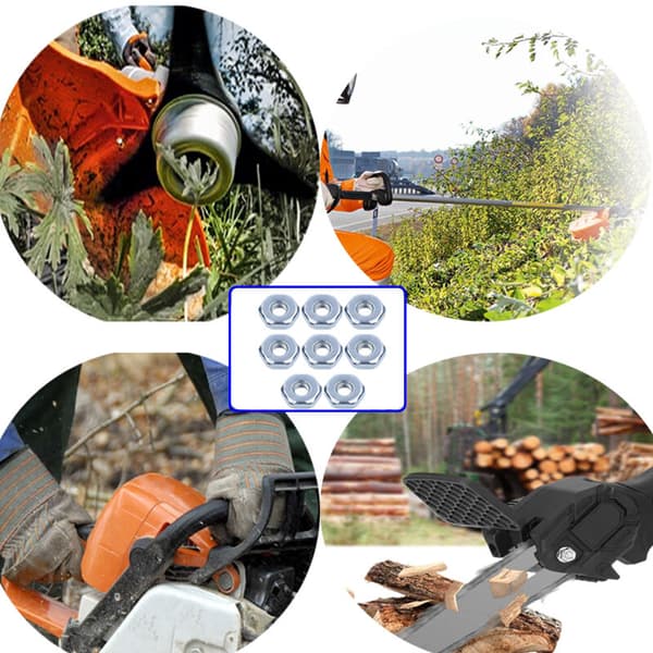 Förpackning med 8 universella M8 kedjemuttrar. Ersättningsmutter för kedjeskydd för STIHL MS240 MS260 MS251 MS271 MS280 MS290 MS310 MS340 MS360 MS380 MS381.