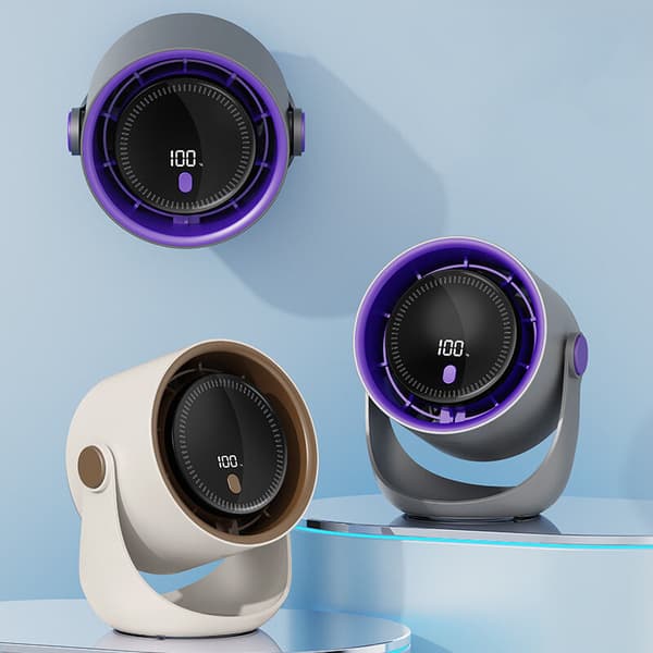 Bordsfläkt. USB-fläkt med digital display. Liten, tyst elektrisk fläkt. Bärbar för sovrum, kontor, studentrum, säng. Hem