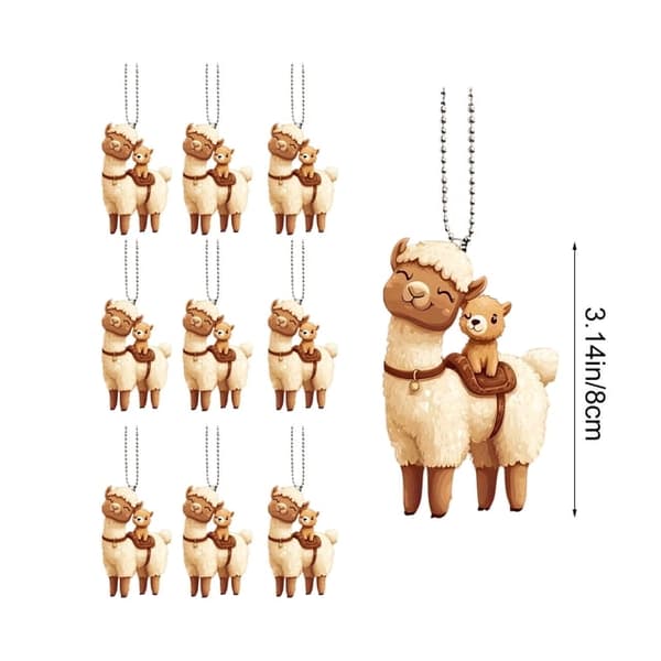 10-delad 8 cm beige akryllammsprydnad, julklapp heminredning.
