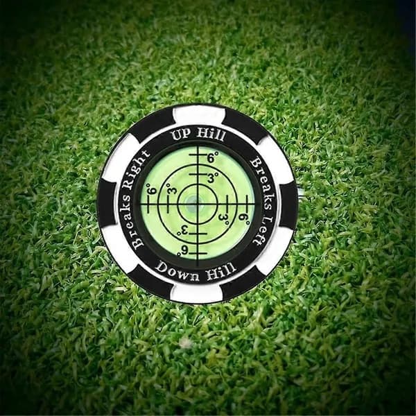 3 högprecisions-golfbollsmarkörer, golfbollsmarkörklämmor och greenläsare