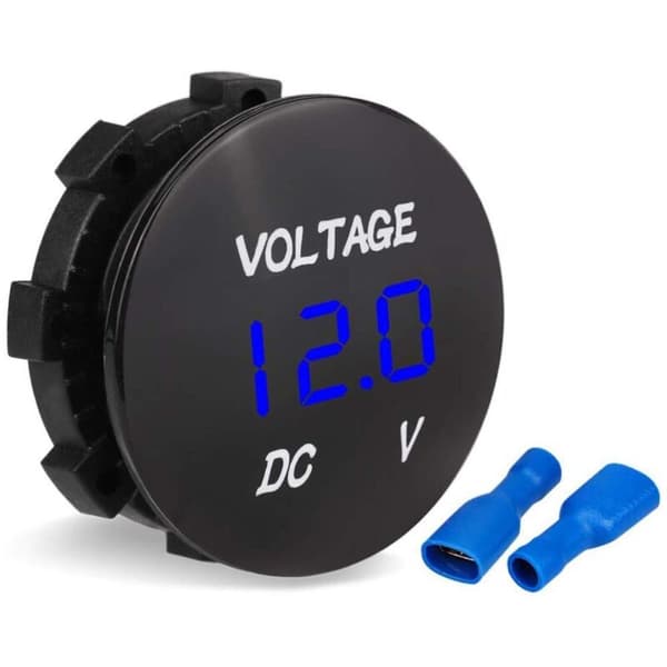 Motorcykelvoltmeter. Bil Motorcykel LED Digital Display Voltmeter DC Voltmeter 12V-24V för Båt Motorcykel Lastbil Marin (Blå)