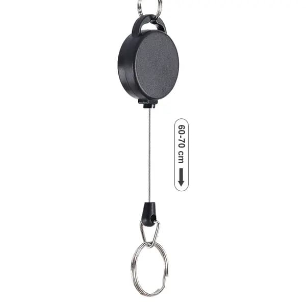 Infällbar nyckelring med karbinhake – 2-pack, svart