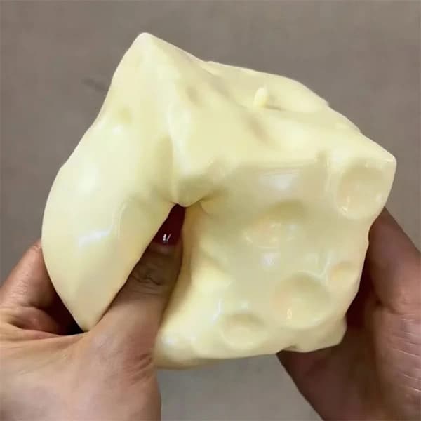 Giant Cheese Cube Stress Relief Ball, Stor ostformad klämbar boll, Icke-studsande fingertoppsleksak, ASMR Sensorisk stresslindrande semesterpresent (7cm)