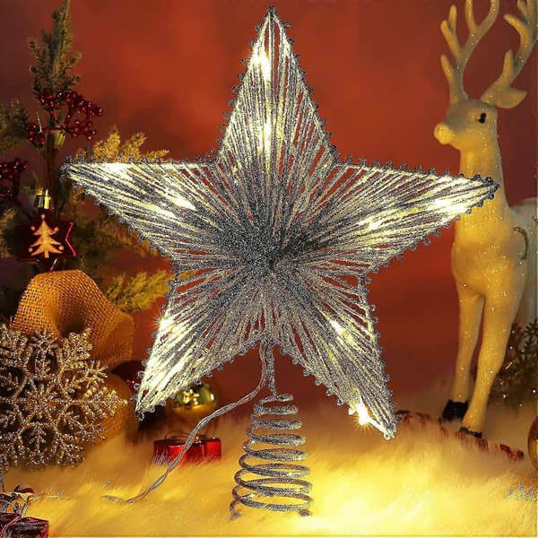 Julgransstjärna, 25 cm julgranstopp, ihålig silverdesign