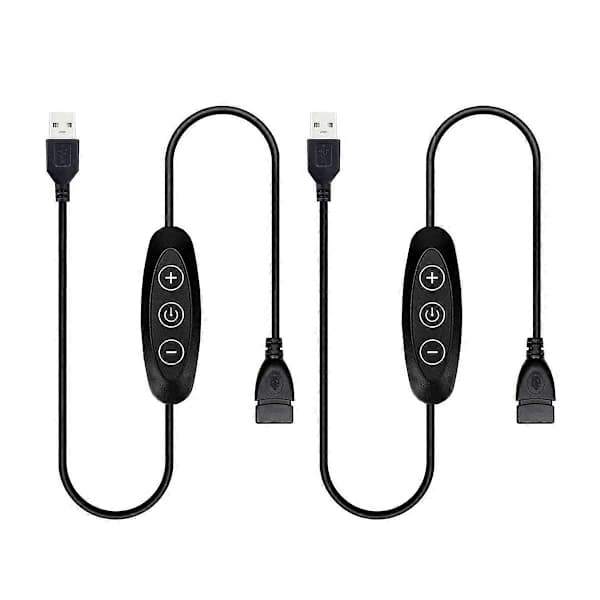 5V USB LED Dimmerbrytare, 10-stegs dimning, hona till hane, 2-pack USB-driven dimmer för 5V enkel
